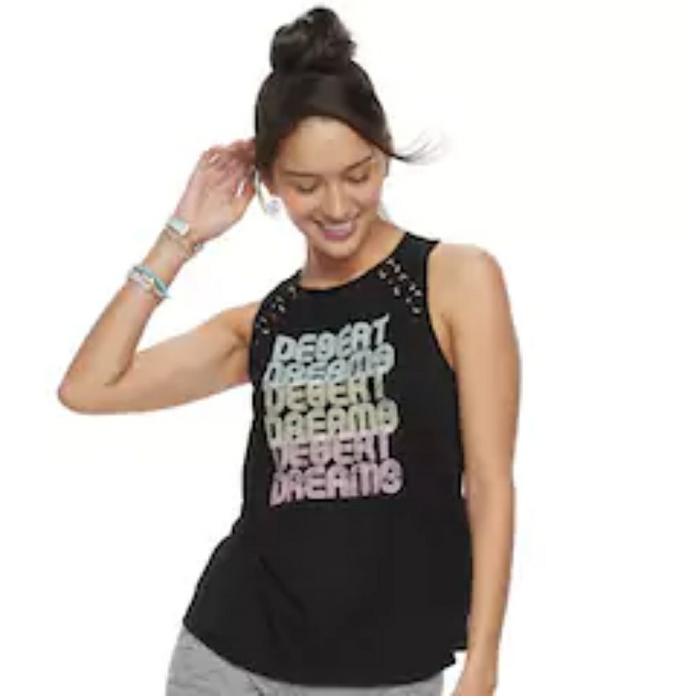 4/$25 ❤️ Modern Lux Desert Dreams Graphic Tank Black